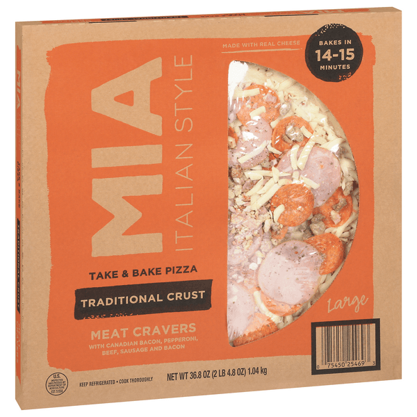 Mia Italian Take & Bake Pizza Large Traditional Crust Meat Cravers
