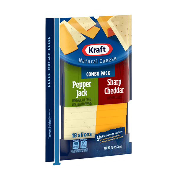 Kraft Natural Cheese Pepper Jack & Sharp Cheddar Cheese Slices Combo