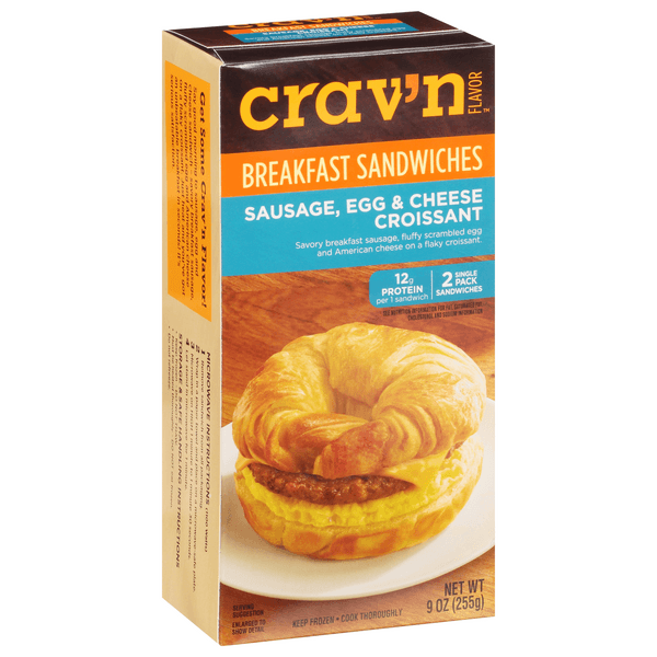 Crav'N Flavor Breakfast Sandwiches Sausage, Egg & Cheese Croissant