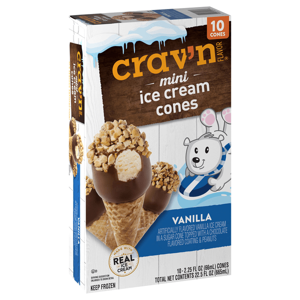 Crav'N Flavor Mini Ice Cream Cones, Vanilla