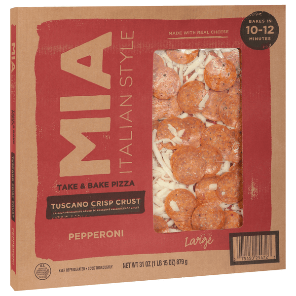 Mia Italian Take & Bake Pizza Large Tuscano Crisp Crust Pepperoni