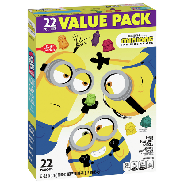 Betty Crocker Fruit Flavored Snacks, Assorted Fruit Flavors, Minions, Value Pack 22