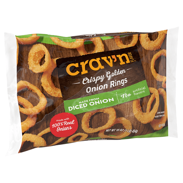 Crav'N Flavor Onion Rings, Crispy Golden