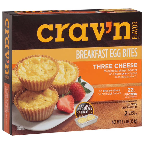 Crav'N Flavor Breakfast Egg Bites, Three Cheese Mozzarella