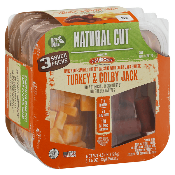 Old Wisconsin Natural Cut Turkey & Colby Jack Snack Packs