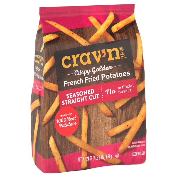 Crav'N Flavor French Fried Potatoes, Crispy Golden, Seasoned Straight Cut