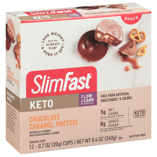 Slimfast Keto Fat Bomb Snack Cup, Stuffed, Chocolate Caramel Pretzel