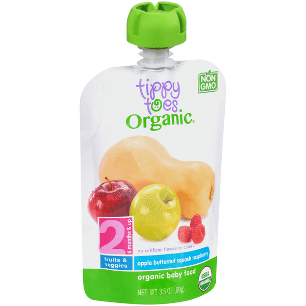 Tippy Toes Stage 2 Apple Butternut Squash Raspberry Organic Baby Food