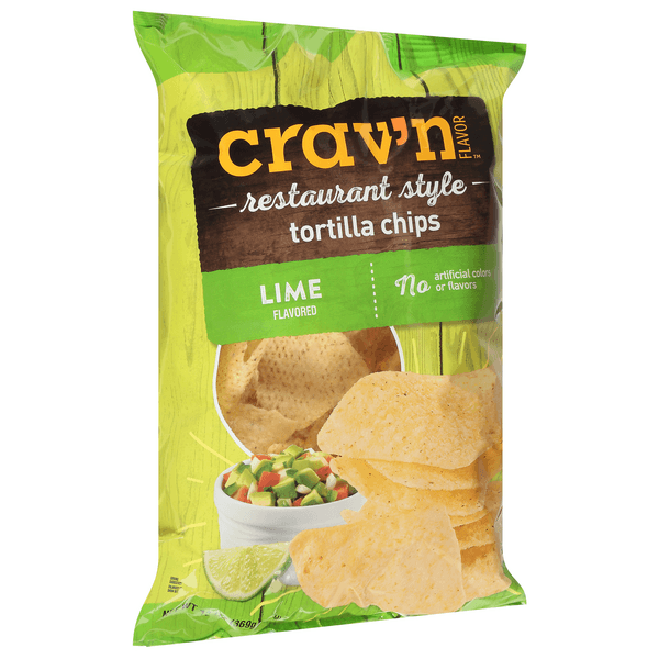 Crav'N Flavor Restaurant Style Tortilla Chips Lime Flavored
