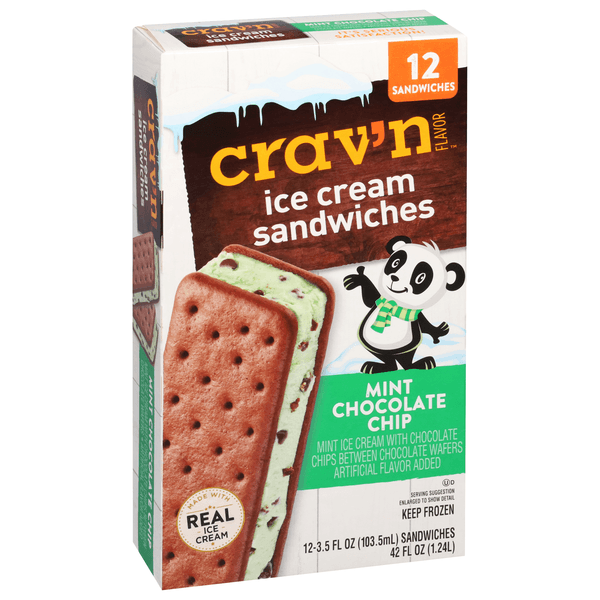 Crav'N Flavor Mint Chocolate Chip Ice Cream Sandwiches
