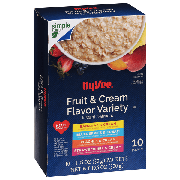 Hy-Vee Instant Oatmeal, Fruit & Cream Flavor Variety
