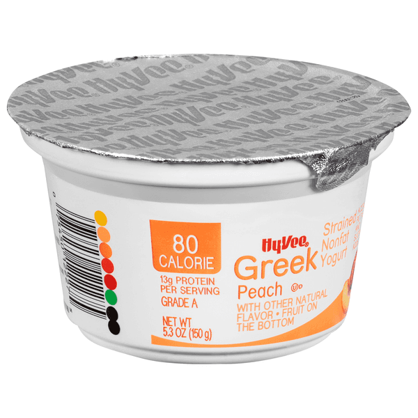 Hy-Vee 80 Calorie Nonfat Peach Flavor Fruit On The Bottom Greek Yogurt