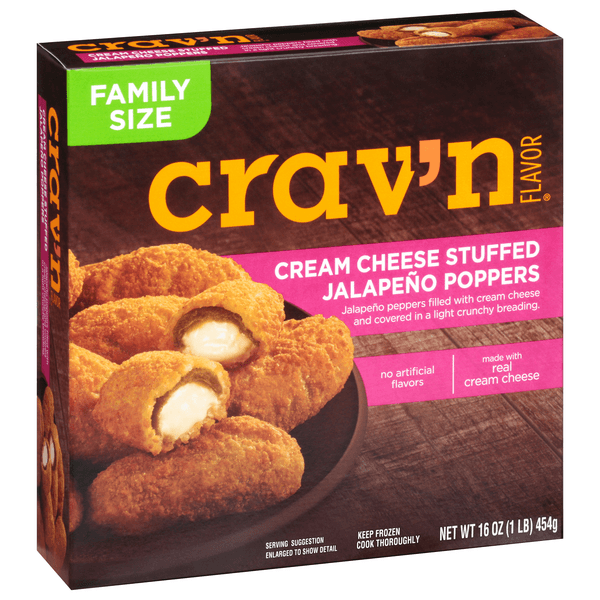 Crav'N Flavor Jalapeno Poppers, Cream Cheese Stuffed, Family Size