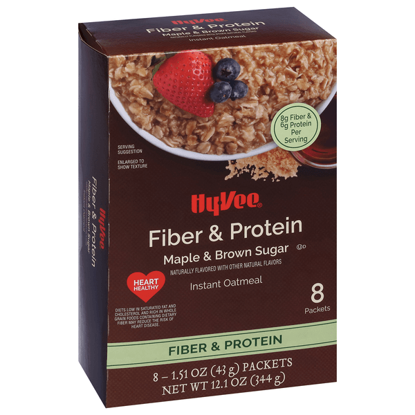 Hy-Vee Fiber & Protein Maple & Brown Sugar Instant Oatmeal