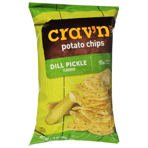 Crav'N Flavor Potato Chips, Dill Pickle Flavored