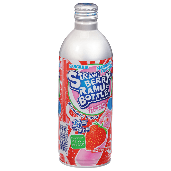 Sangaria Soft Drink, Carbonated, Strawberry Ramu Bottle, Strawberry Flavor