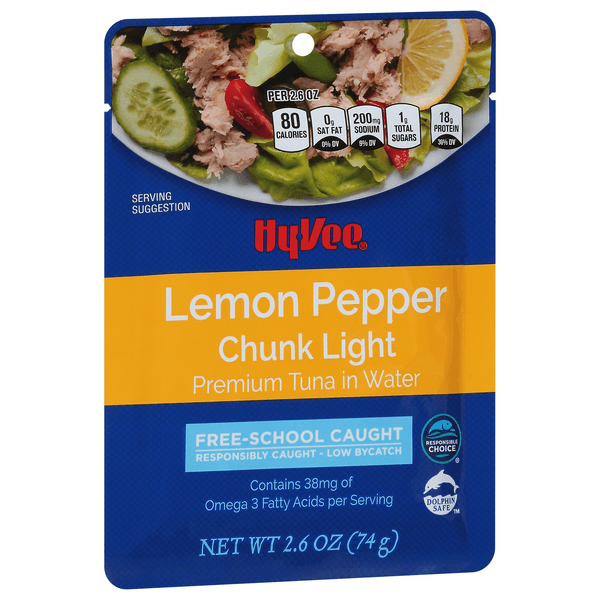 Hy-Vee Chunk Light Lemon Pepper Tuna In Free-School Caught