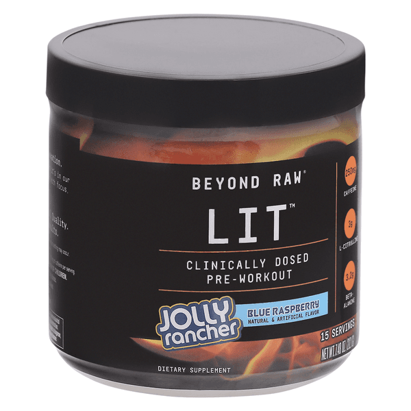 Beyond Raw Lit Pre-Workout, Clinically Dosed, Blue Raspberry