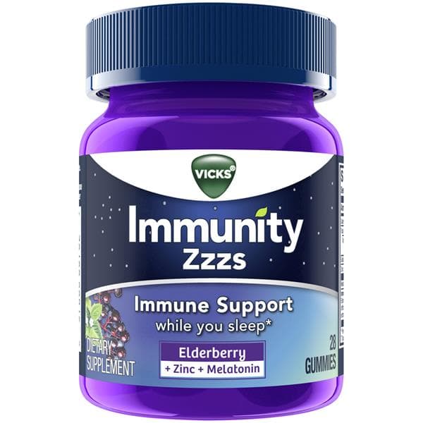 Vicks Immunity Zzzs Immune Support Gummies, Elderberry + Zinc+Melatonin