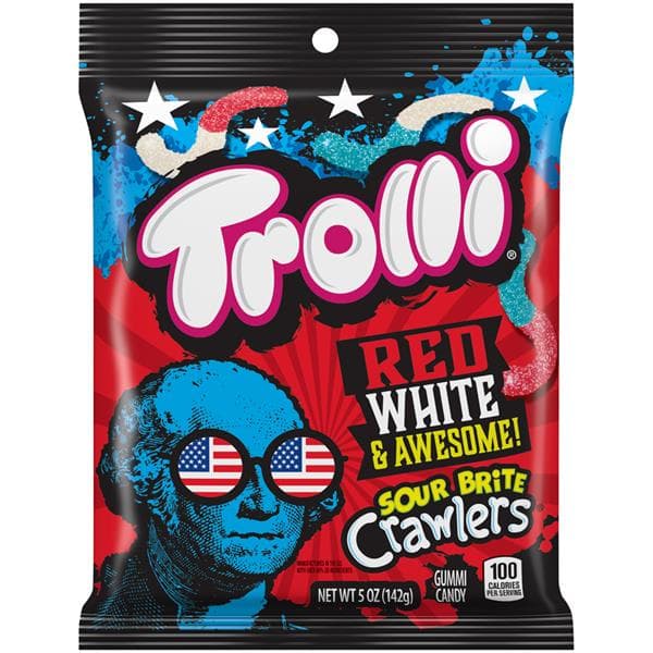Trolli Sour Brite Crawlers Red White & Awesome! Gummi Candy