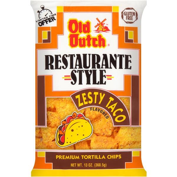 Old Dutch Zesty Taco Restaurante Style Tortilla Chips