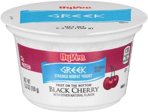 Hy-Vee Fruit On The Bottom Black Cherry Strained Nonfat Greek Yogurt