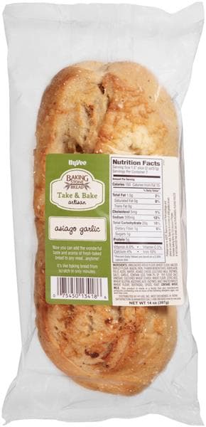 Hy-Vee Baking Stone Bread Take & Bake Asiago Garlic Bread
