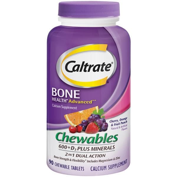 Caltrate 600+D3 Plus Minerals Calcium & Vitamin D3 Supplement Chewable