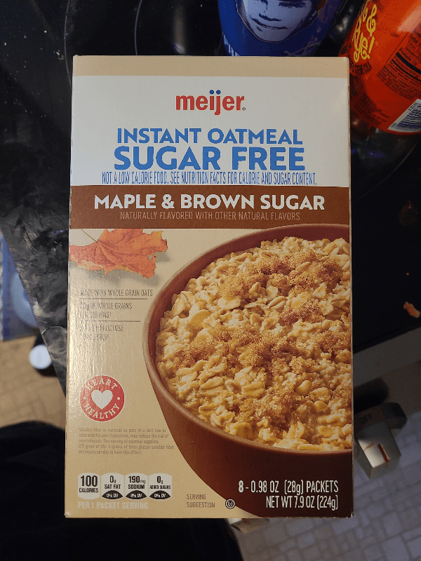 Meijer Instant Oatmeal Sugar Free Maple Brown Sugar