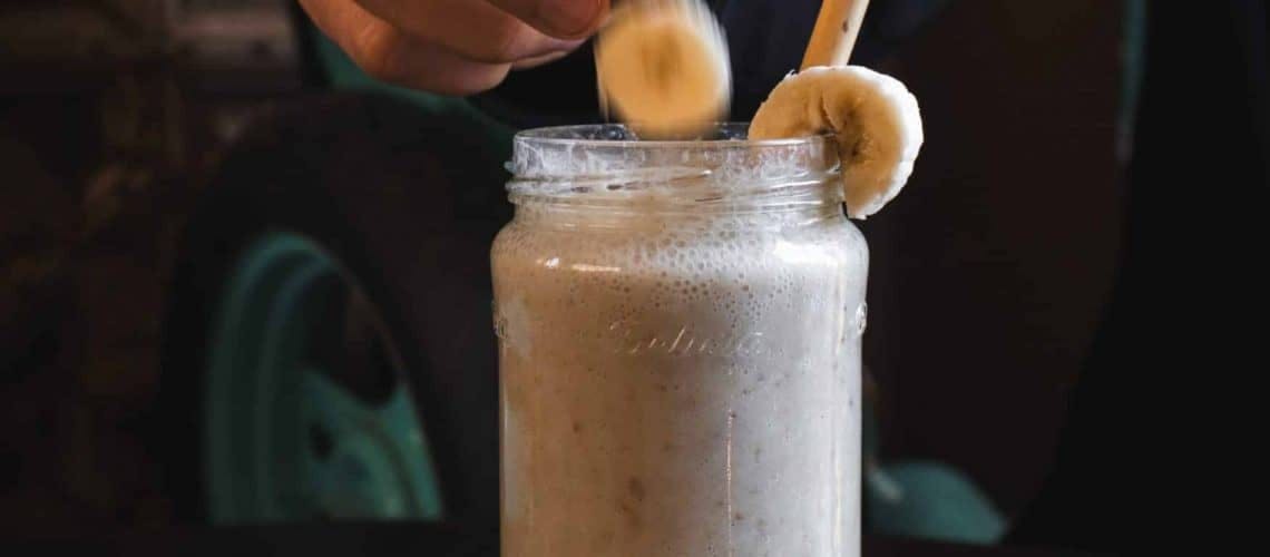 smoothie with sliced banana