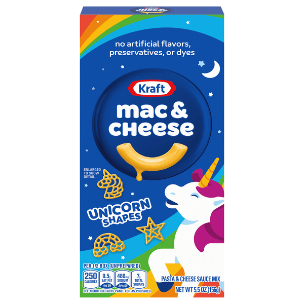 Is it High Fructose Corn Syrup Free? Kraft Macaroni & Cheese Dinner With Unicorn Pasta Shapes Box