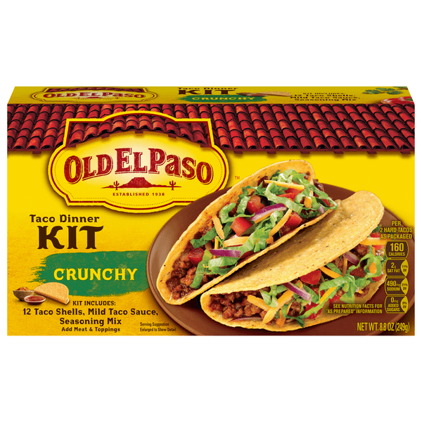 Old El Paso Tortillas Flour Dinner Kit Taco Crunchy Box