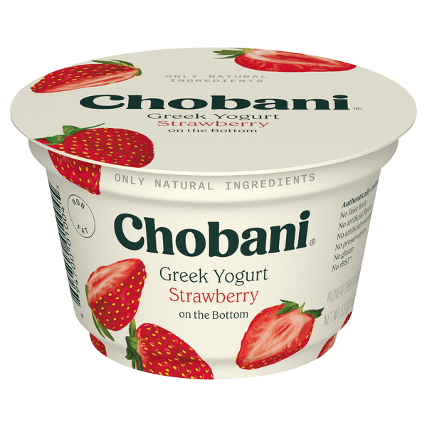 Chobani 0% Greek Yogurt With Strawberry On The Bottom