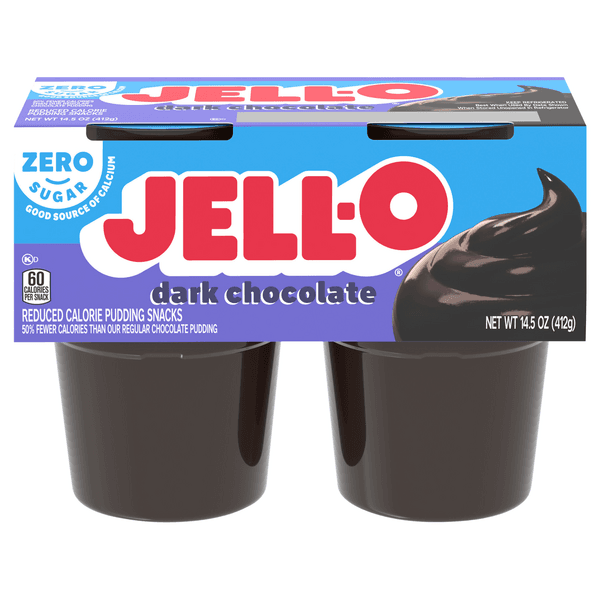 Jell-O Dark Chocolate Sugar Free Ready To Eat Pudding Cups Snack