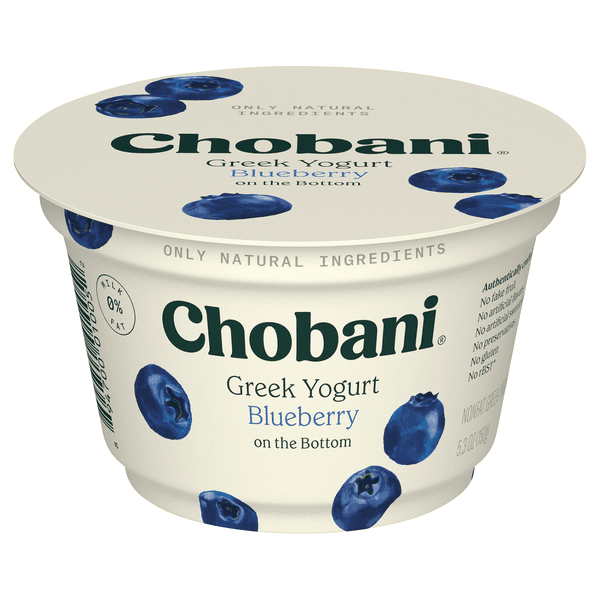 Chobani 0% Greek Yogurt With Blueberry On The Bottom