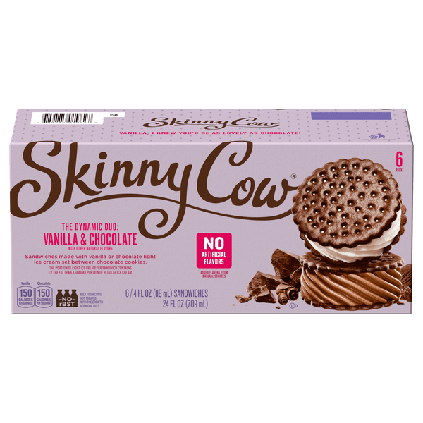 Skinny Cow Ice Cream Sandwiches Low Fat Vanilla & Chocolate