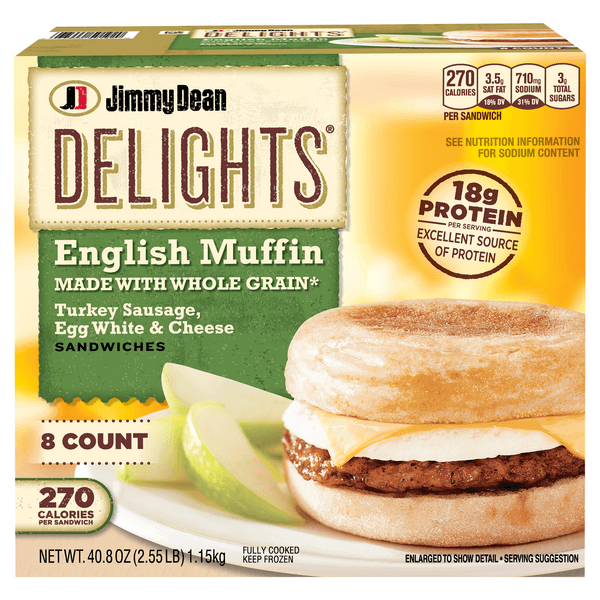 Jimmy Dean Delights Turkey Sausage Egg White & Cheese English Muffin Sandwiches