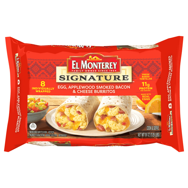 El Monterey Signature Egg Applewood Smoked Bacon & Cheese Breakfast Burritos