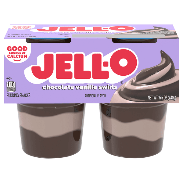 Jell-O Original Chocolate Vanilla Swirls Ready To Eat Pudding Cups Snack