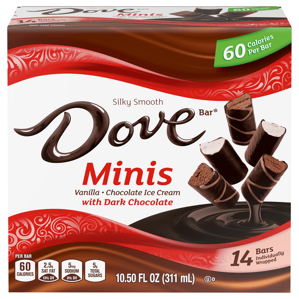 Dove Minis Vanilla And Chocolate Ice Cream Bars With Dark Chocolate