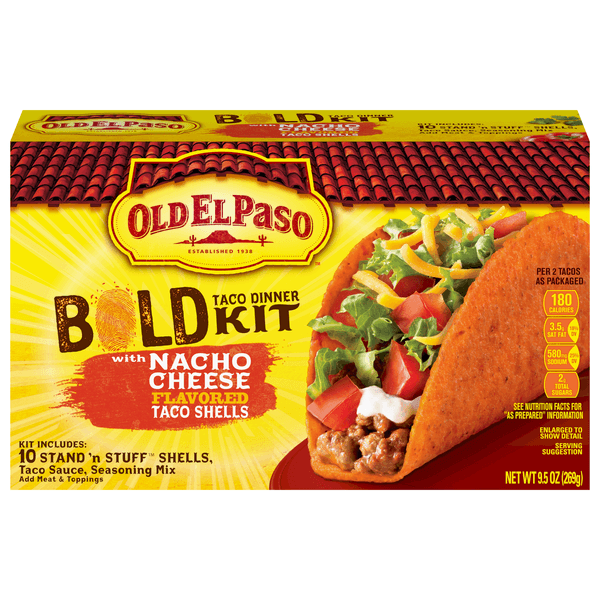 Old El Paso Taco Dinner Bold Kit Stand N Stuff Nacho Cheese Flavored