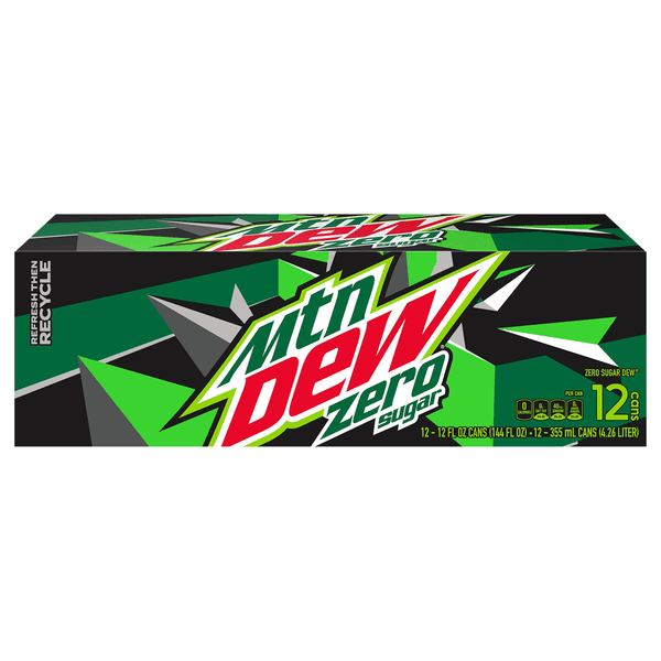 Mountain Dew Soda Zero Sugar Cans
