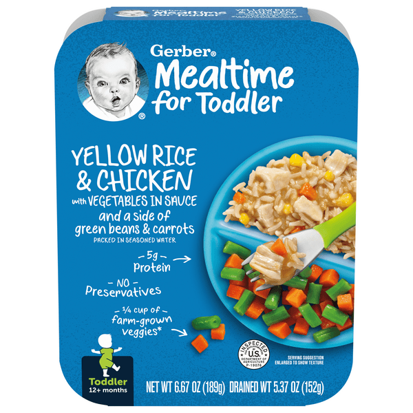 Gerber Yellow Rice And Chicken With Vegetables In Sauce Toddler Food
