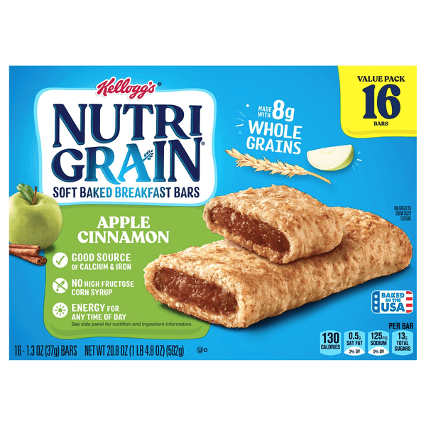 Nutri-Grain Soft Baked Apple Cinnamon Whole Grains Breakfast Bars