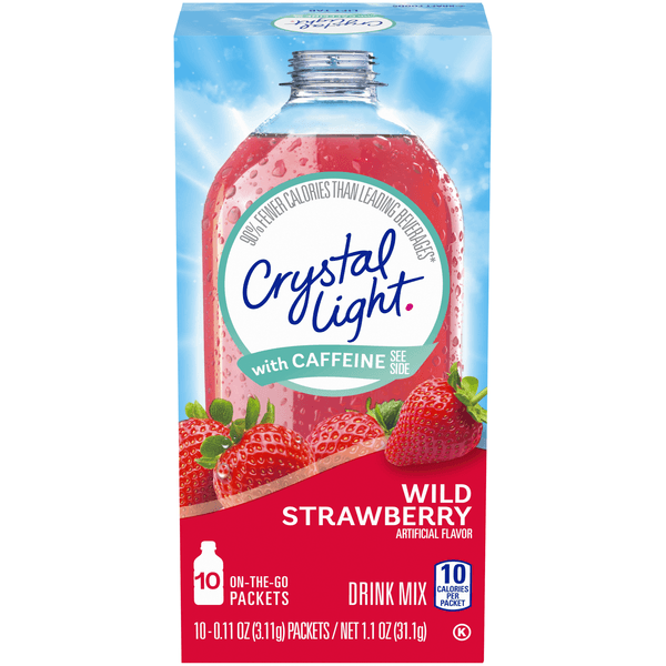 Crystal Light Wild Strawberry Powdered Drink Mix With Caffeine On The Go
