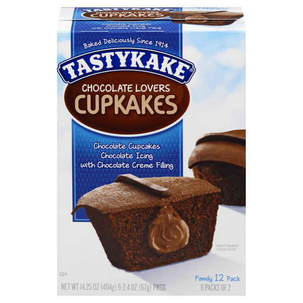 Tastykake Chocolate Lovers Cream Filled Chocolate Cupcakes