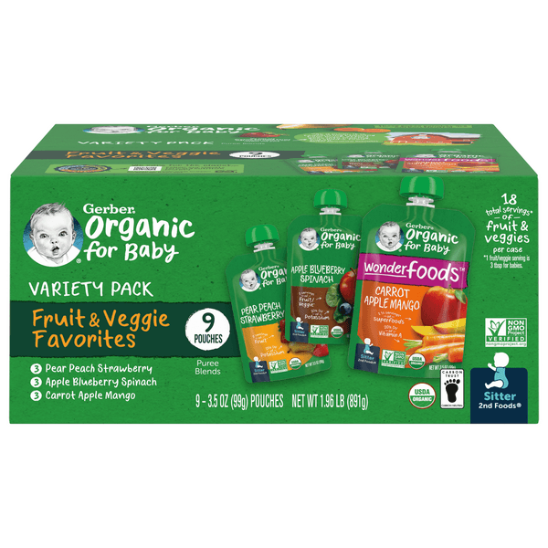 Gerber 2Nd Foods Organic Baby Food Variety Pack Fruit And Veggie Favorites Pouches