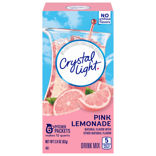 Crystal Light Pink Lemonade Naturally Flavored Powdered Drink Mix Pitcher