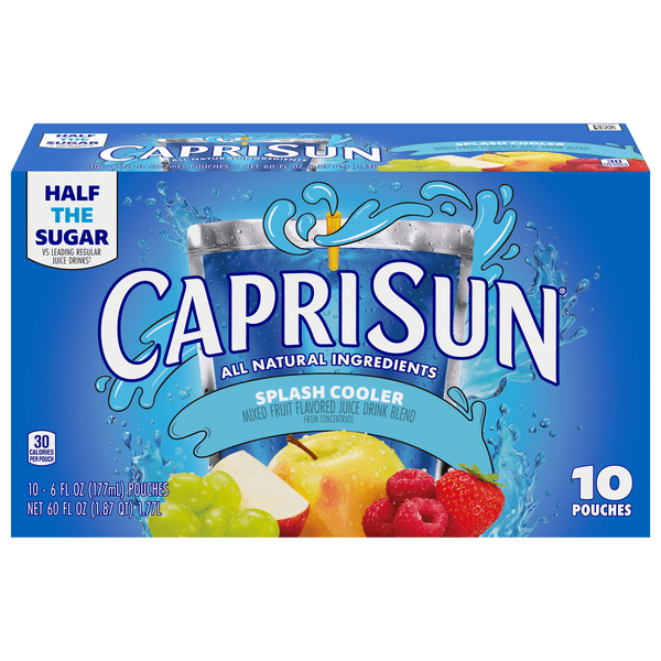 Capri Sun Splash Cooler Mixed Fruit Flavored Juice Drink Blend Pouches
