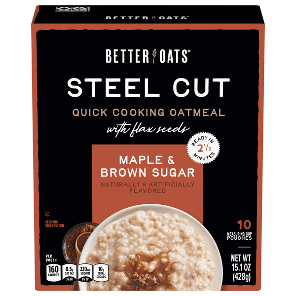 Better Oats Oat Revolution! Oatmeal Instant With Flax Steel Cut Maple & Brown Sugar